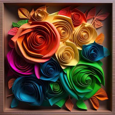 3D model Rainbow roses (STL)